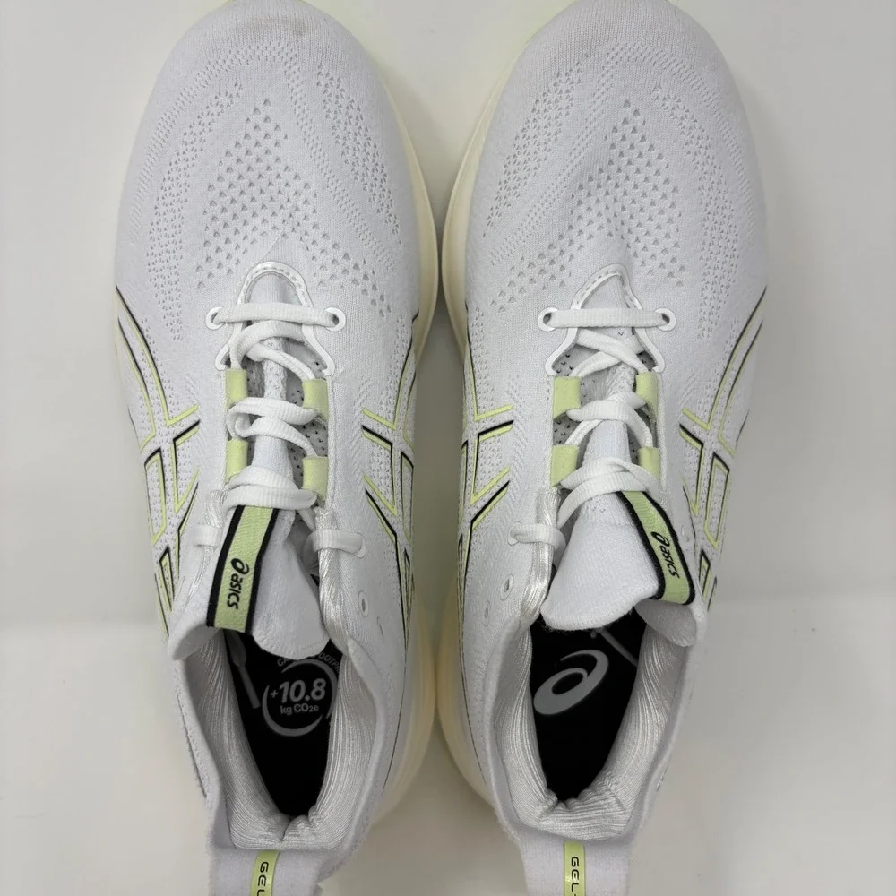 ASICS Gel-Nimbus 26 Mens Size 10 Extra Wide White Green Running Shoes (1011B796)